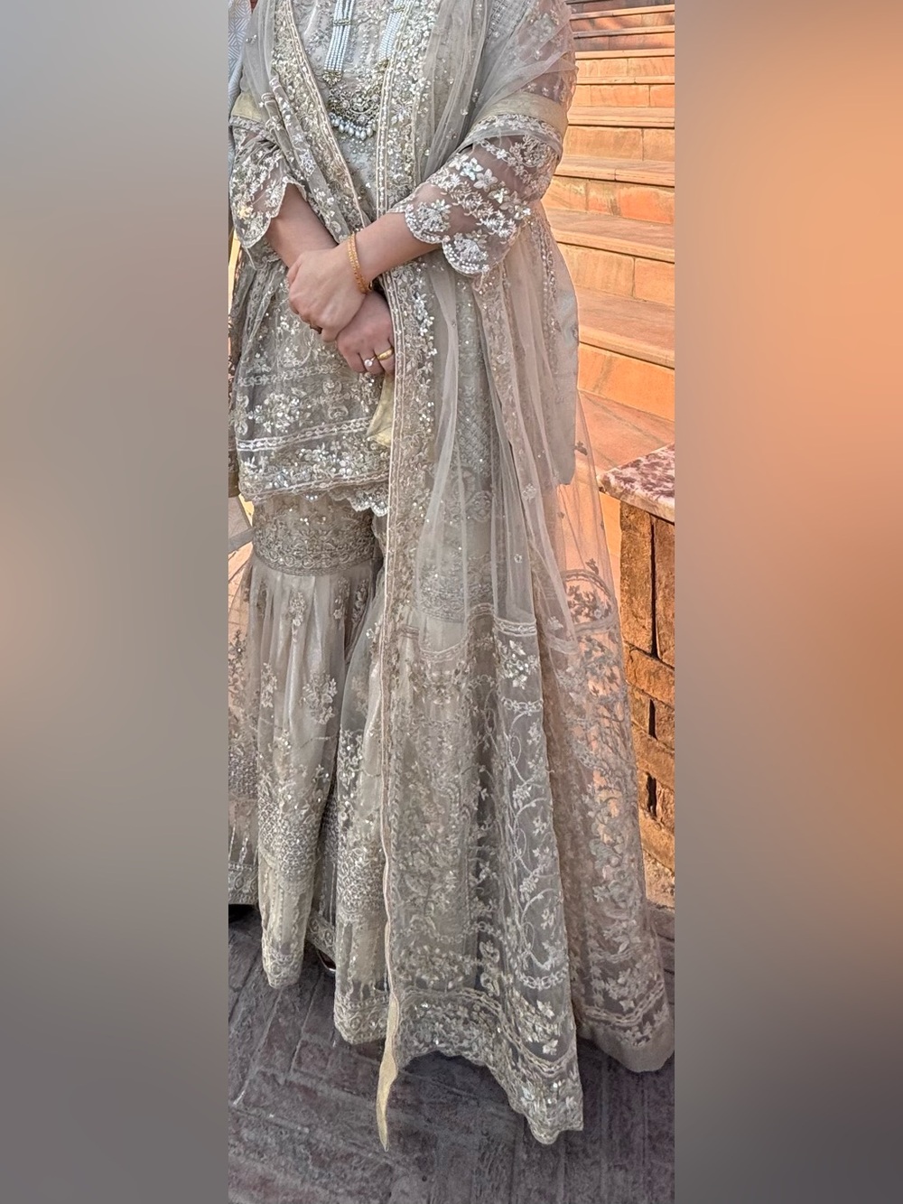 Bridal Cream Embroidered Wedding Dress from Faiza Saqlain unstitched collection - Picture 5 of 7